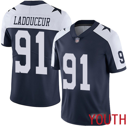 Youth Dallas Cowboys Limited Navy Blue L. P. Ladouceur Alternate #91 Vapor Untouchable Throwback NFL Jersey